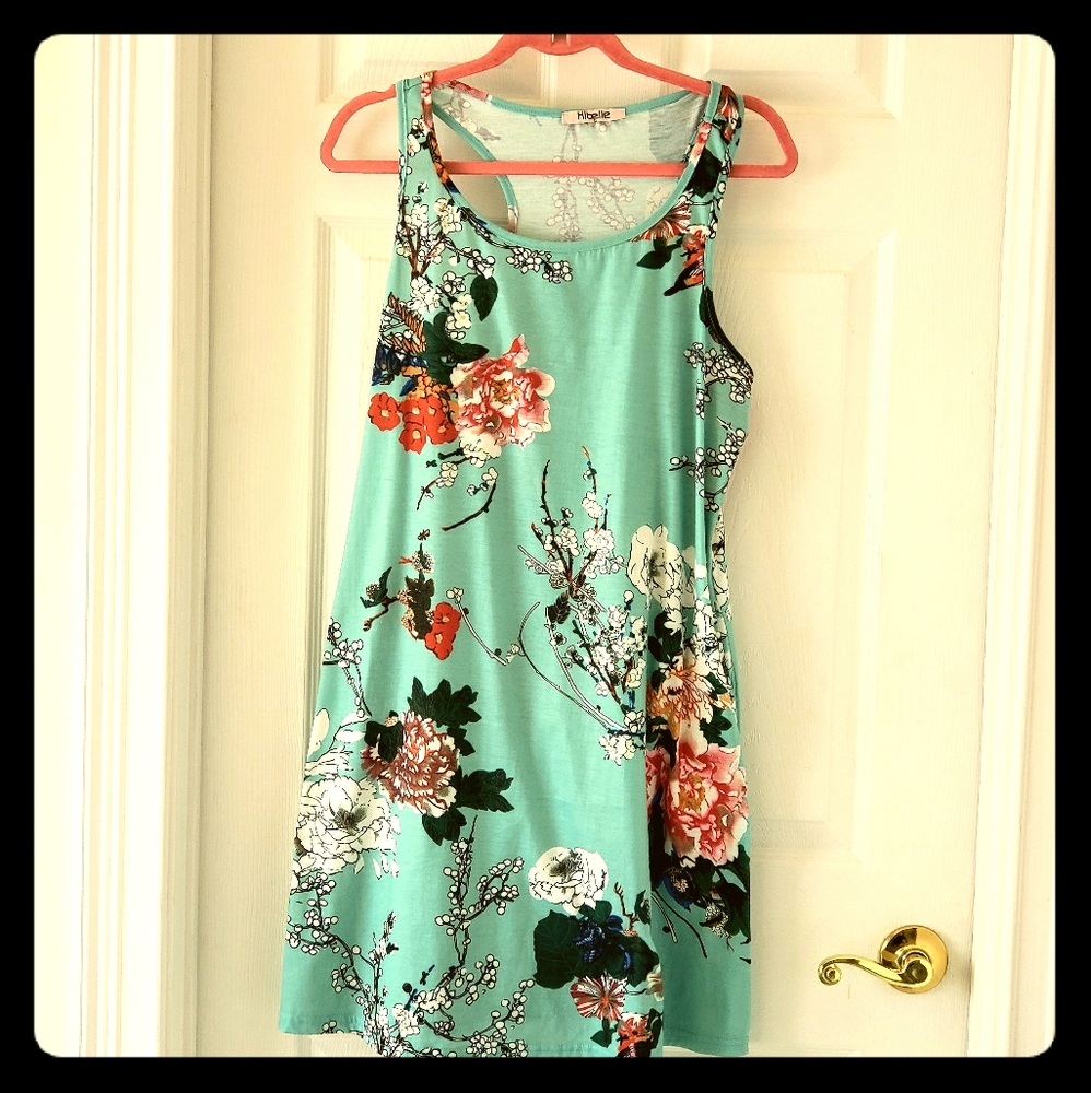 Teal Blue Halter Dress WITH POCKETS